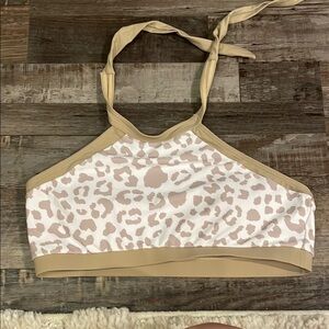 Leopard Print Halter Bikini Top